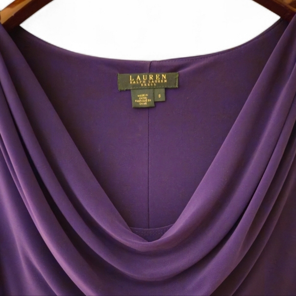 Ralph Lauren Purple Cowl Neck Dress - Size 8 - Picture 5 of 8